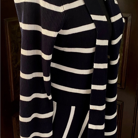 Carmen Marc Valvo Striped Open Front Sweater - Picture 3 of 9